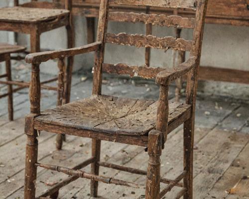 Before refinishing - worn wooden furniture