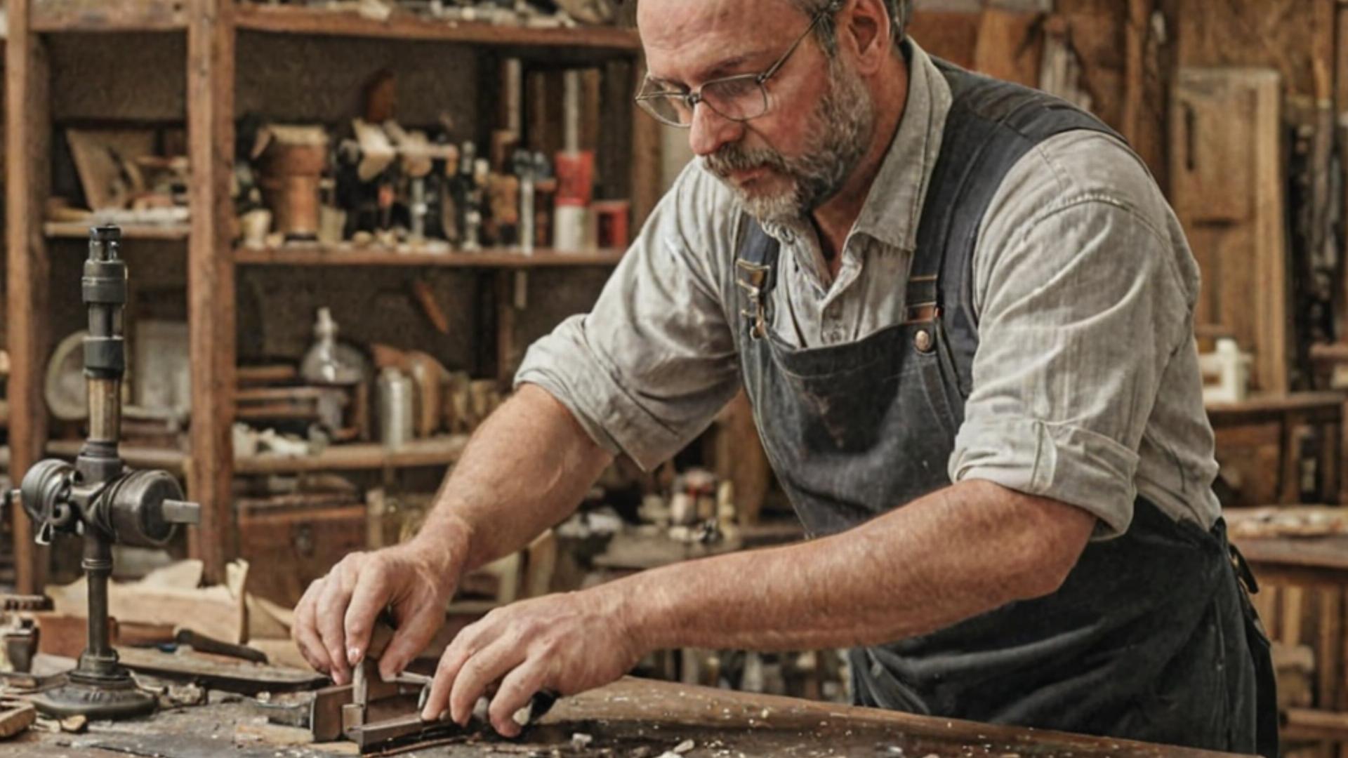 Master craftsman restoring antique furniture