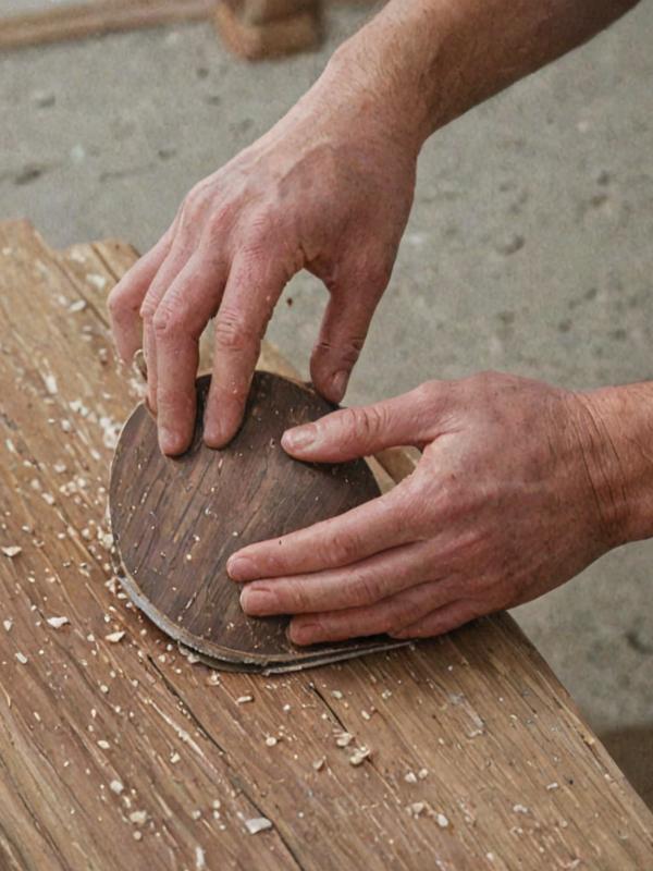 Hand sanding and preparing wood surface for refinishing