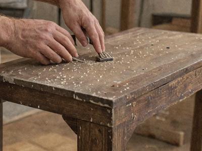 Custom furniture repair work in progress